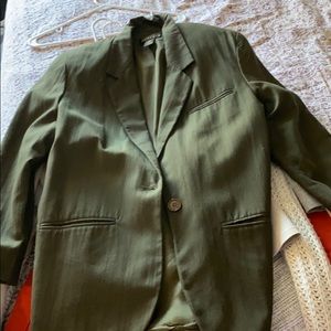 Olive blazer w/padded shoulders